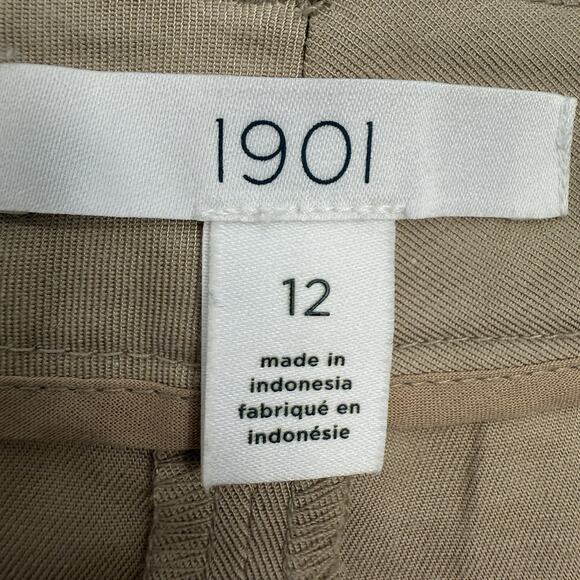 1901 Chino Pants Beige Humus Straight Leg Flat Front Women Size 12 - Picture 10 of 12
